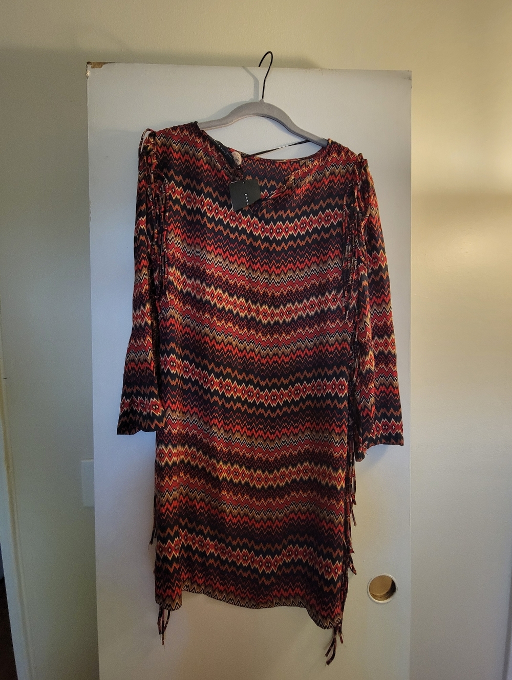 Chevron Pattern Long Sleeve Muni Dress